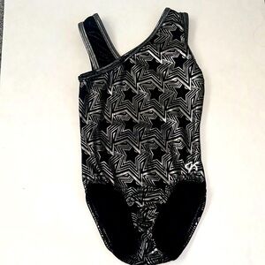 GK Metallic Silver Stars Gymnastics Dance Leotard Mystique Child Medium
